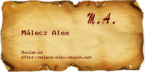 Málecz Alex névjegykártya